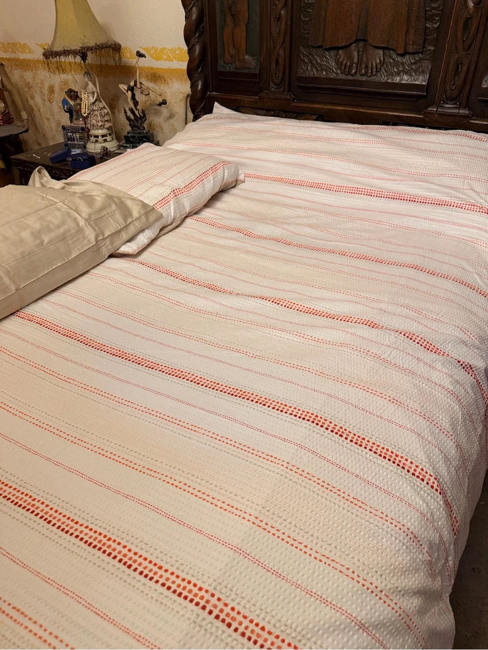 Room Essentials Pink and Cream Striped Cotton Duvet Cover Set